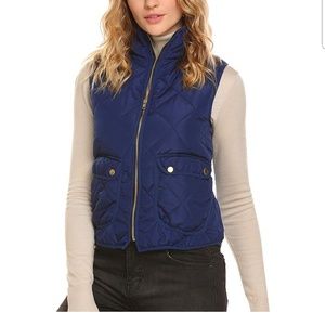 Showyoo Cotton Quilted Zip Up Vest with Pockets